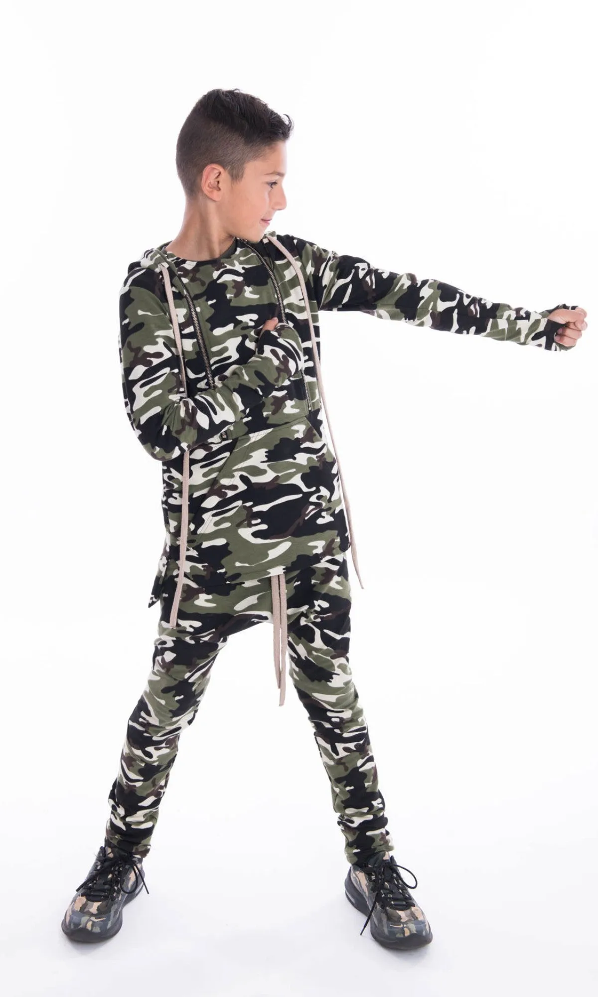 Asymmetric Front Pocket Cotton Hoodie