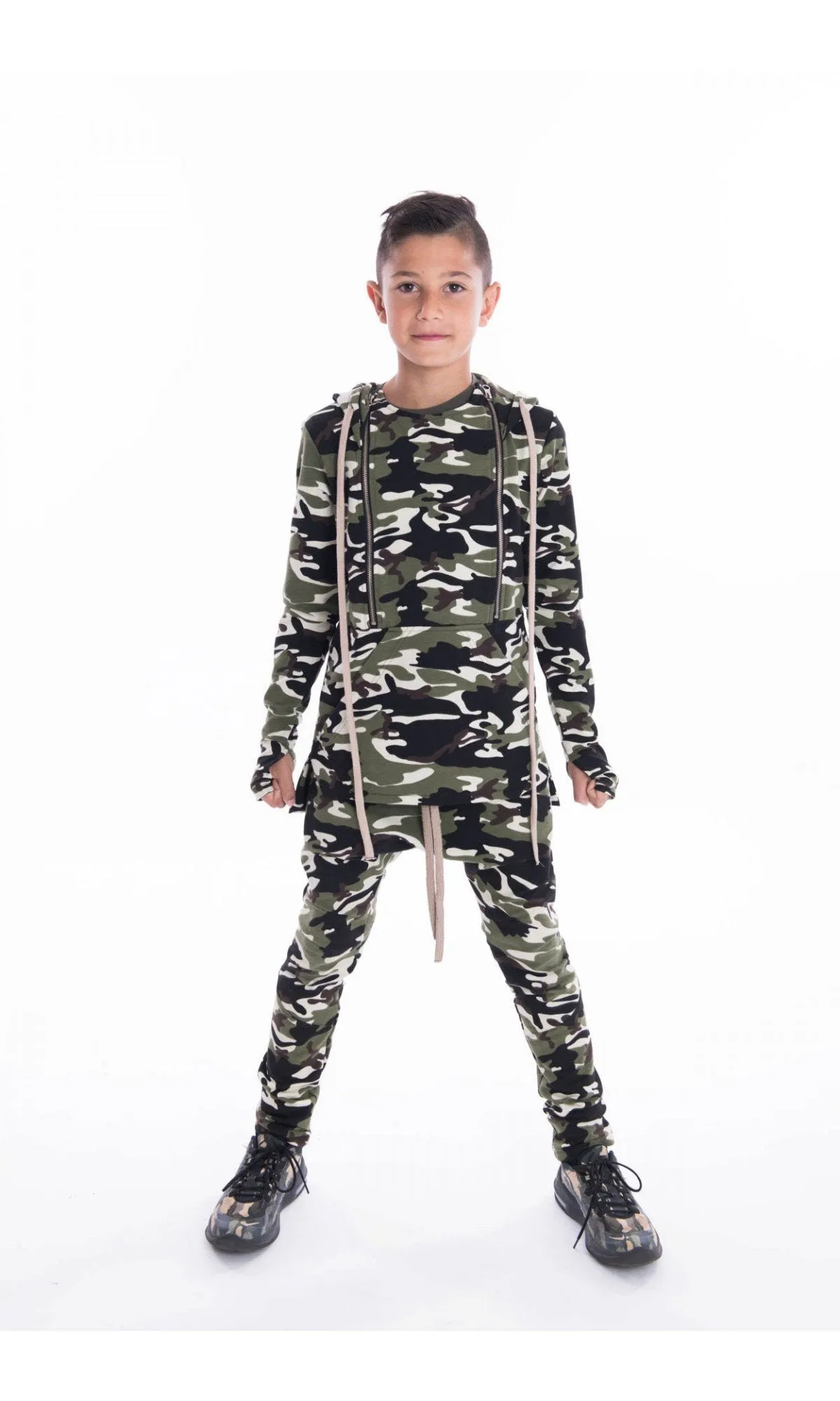 Asymmetric Front Pocket Cotton Hoodie