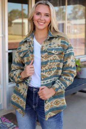 Aztec Print Button Shacket Aztec Print Button Shacket