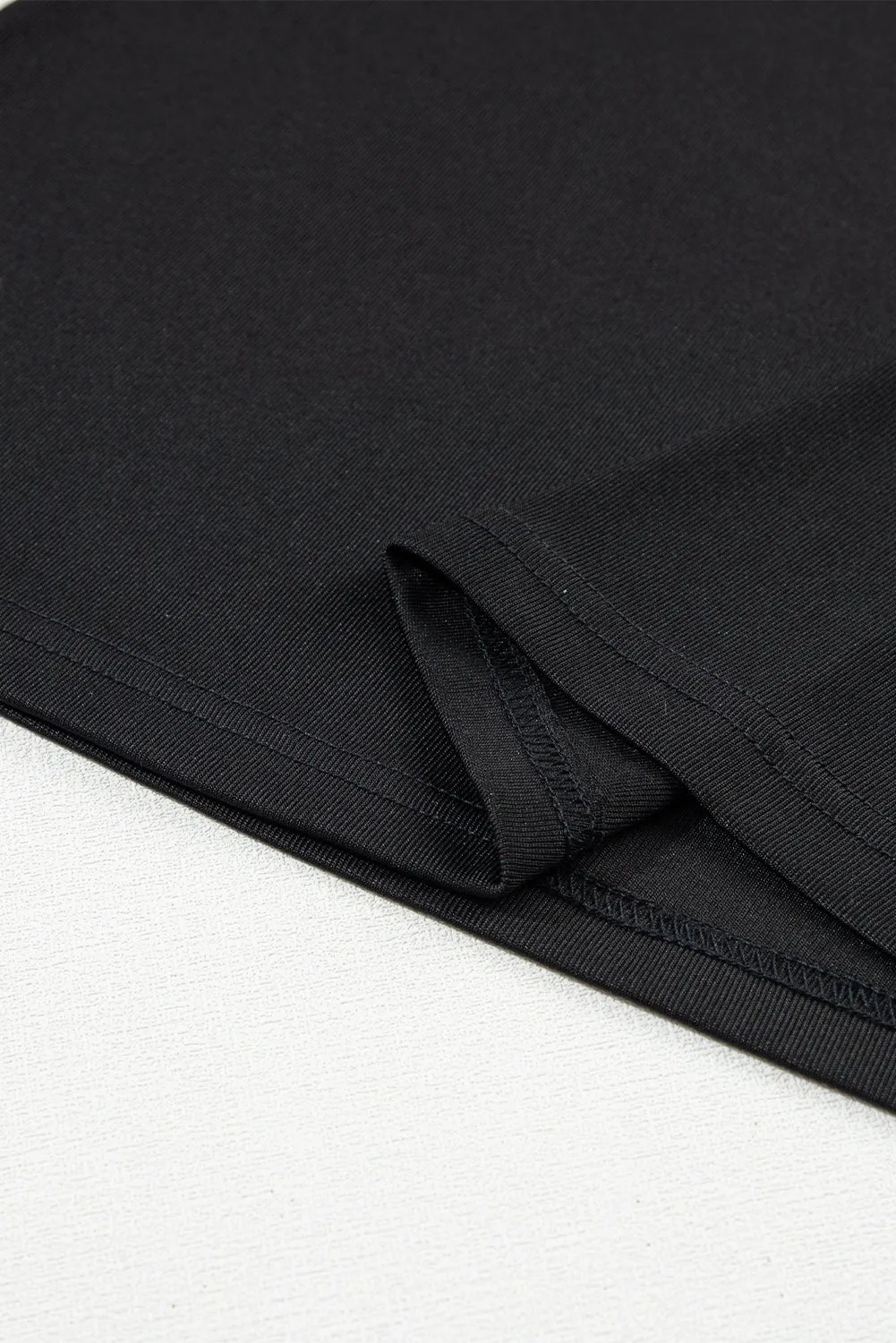 Faux Leather Puff Mock Neck Top