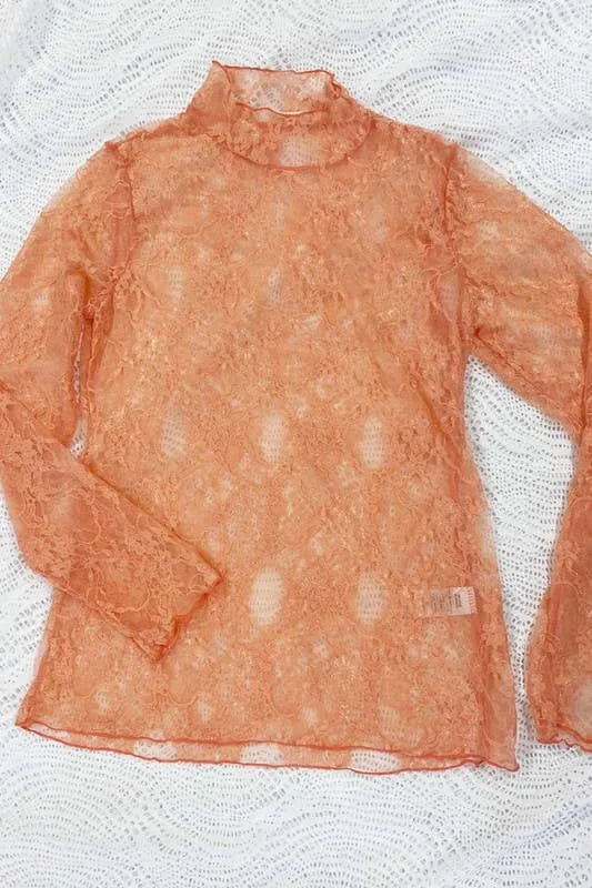 Floral print lace long sleeve top