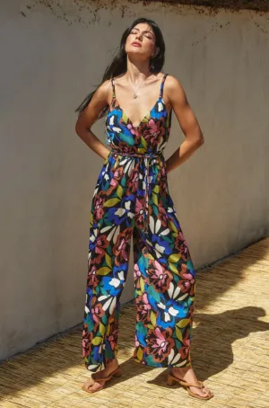 Floral Print V Neck Jumpsuit