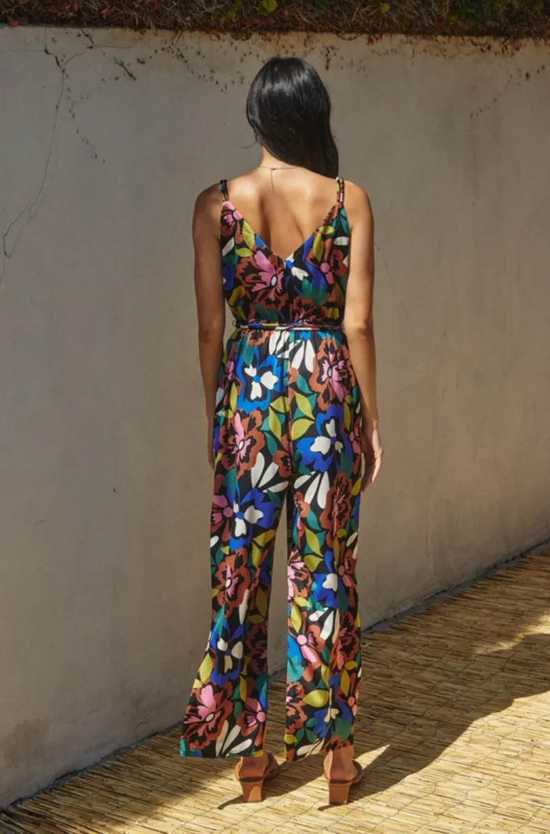 Floral Print V Neck Jumpsuit