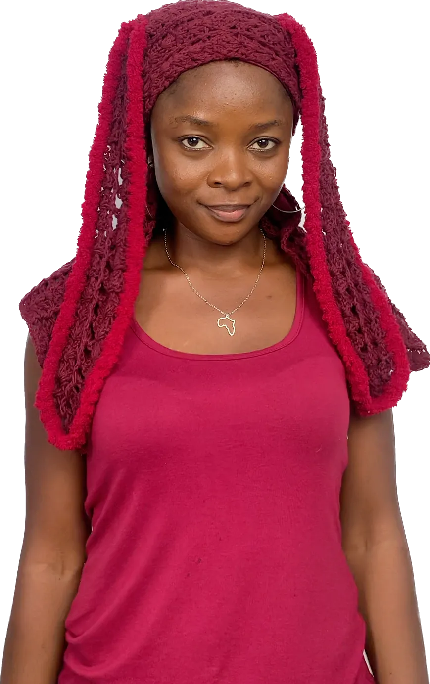 'Gèlè' Bunny Crochet Durag in Wine