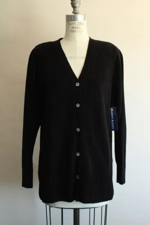 Vintage 1990s 2000s New Karen Scott Black Chenille Cardigan
